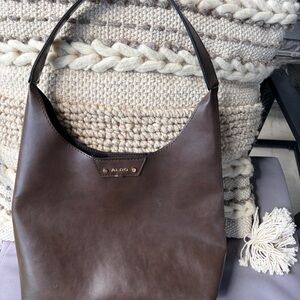 ALDO Dark Brown Leather Shoulder Hobo Bag